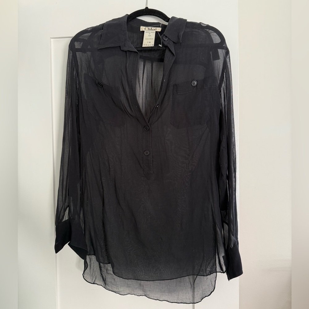 Chloe Black Sheer Women's Top